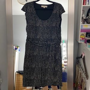 Loft Black/Ivory Patterned Work Dress Sz L